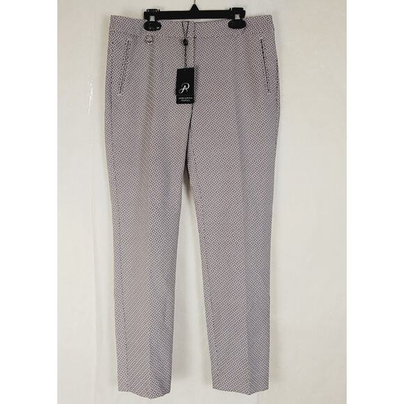 New Adrianna Papell Kate ivory black mosaic geometric print trouser pant size 6 - Picture 1 of 11